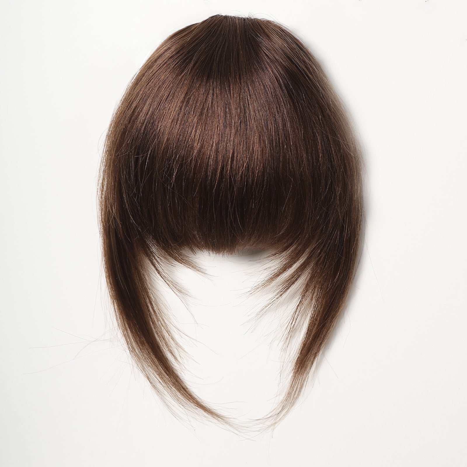 Frange à Clip Cheveux Naturels - Brun Acajou