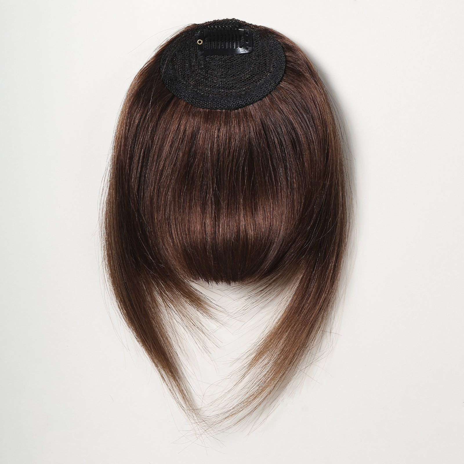 Frange à Clip Cheveux Naturels - Brun Acajou