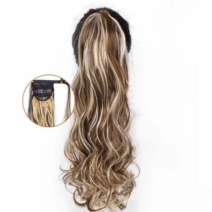 Extension Queue De Cheval Bouclée Châtain Claire Cendrée Méché