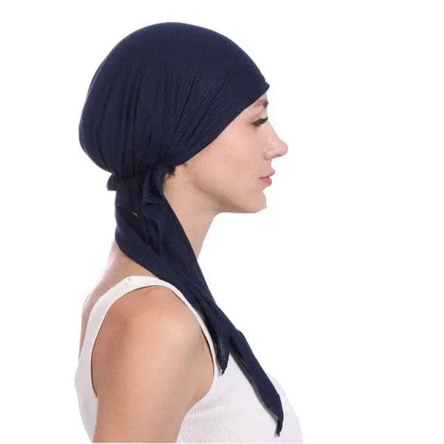 Foulard Turban Coton Bleu Marine