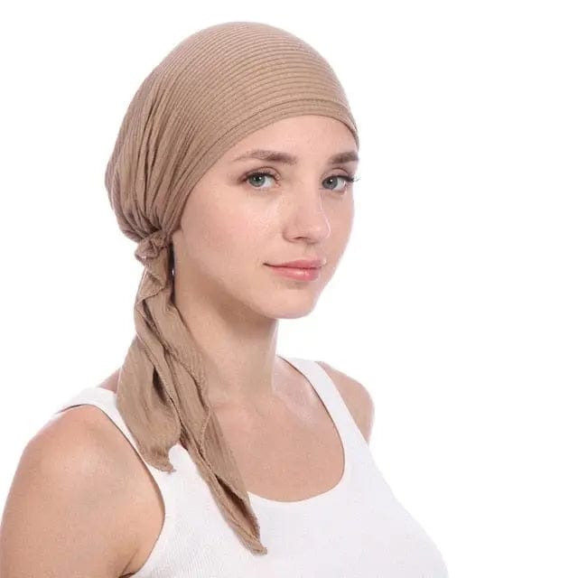 Foulard Turban Coton Couleur Beige