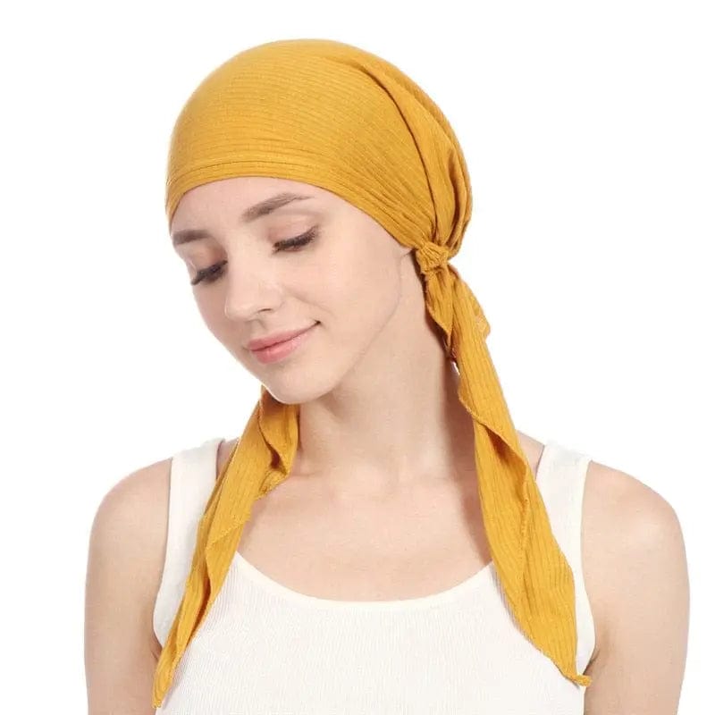 Foulard Turban Coton Jaune