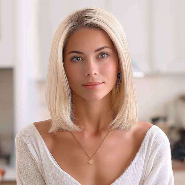 Perruque Naturelle Blonde Carré Mi-Long - Wanda