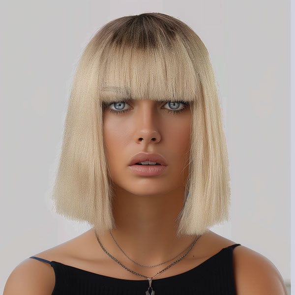 Perruque Naturelle Blonde Carré Mi-long - Carole