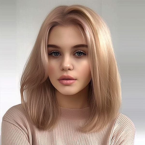 Perruque Naturelle Blonde Carré Mi-long - Tiphaine