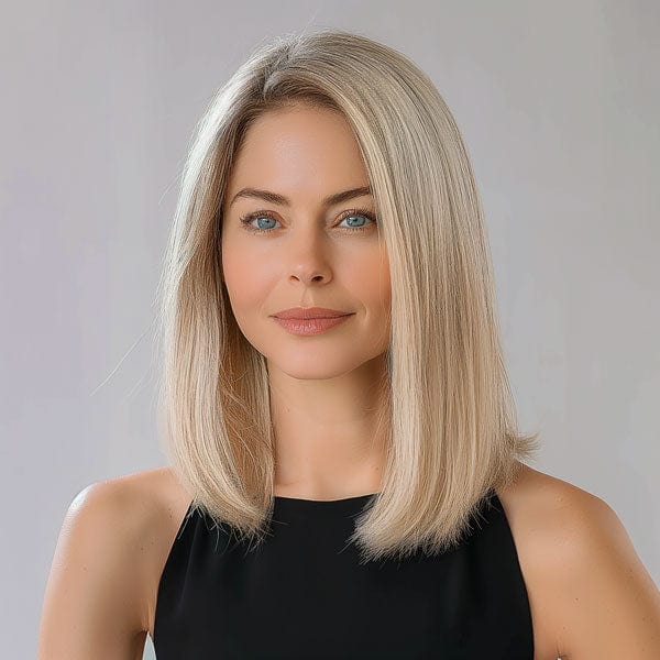 Perruque Naturelle Blonde Mi-Longue - Honorine