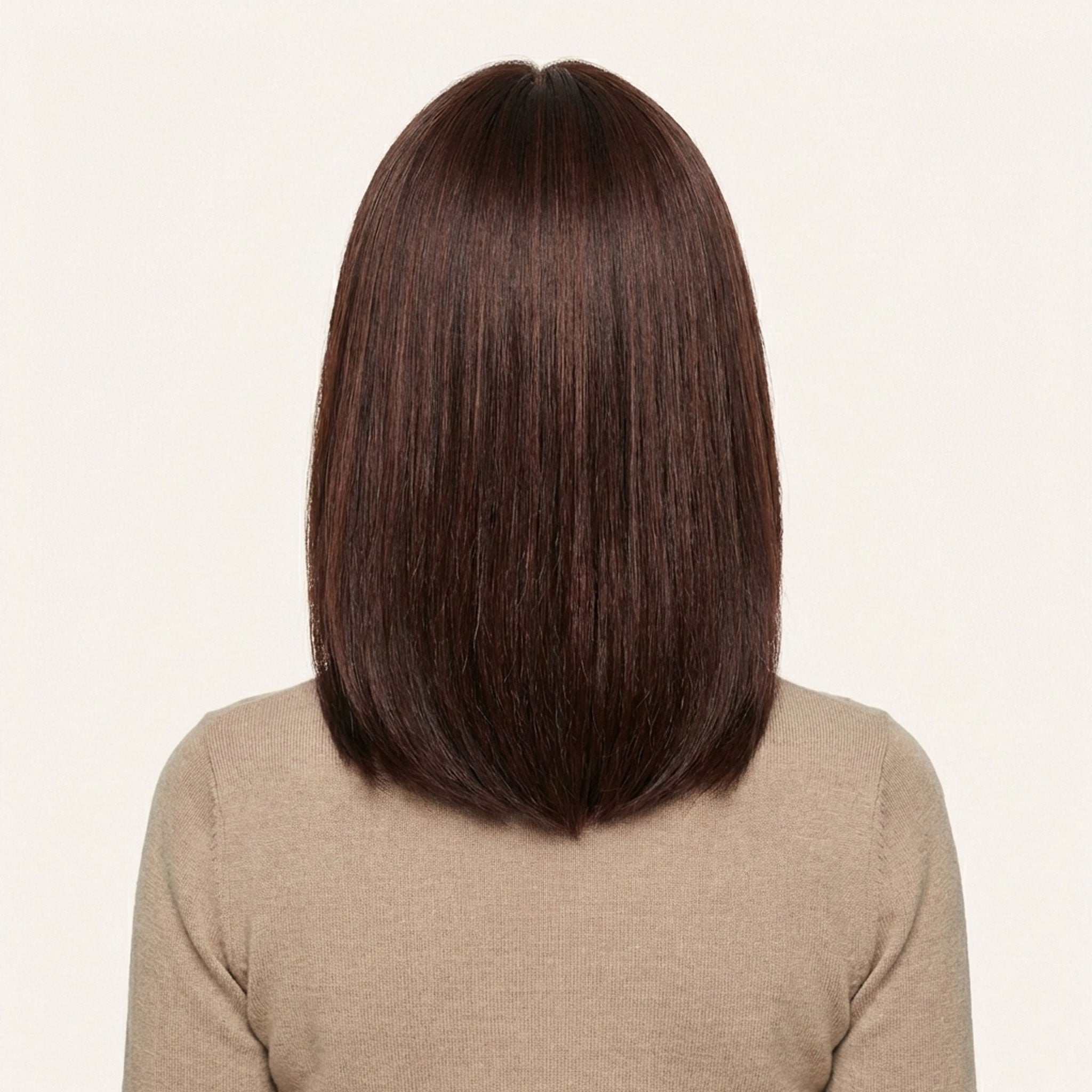 Perruque Naturelle Brune Carré Mi-Long - Qiana - dos
