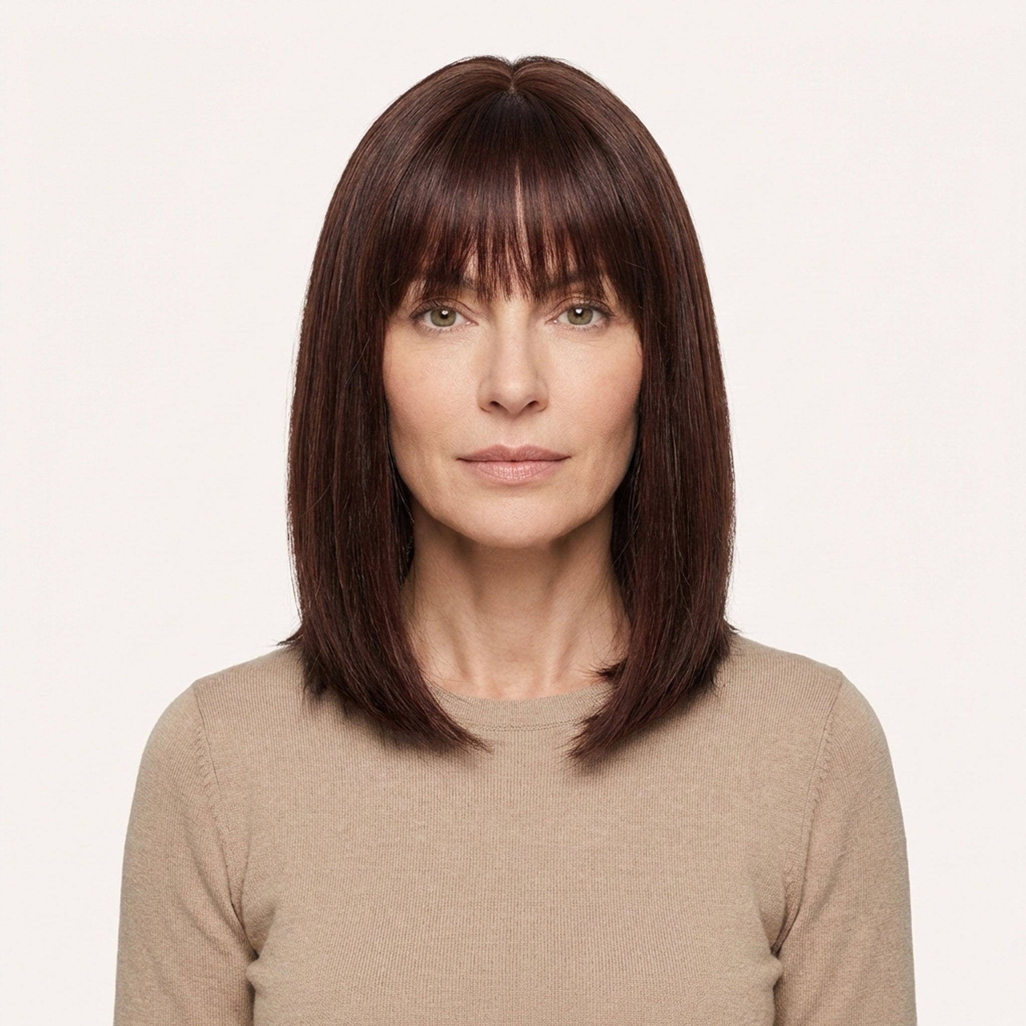 Perruque Naturelle Brune Carré Mi-Long - Qiana