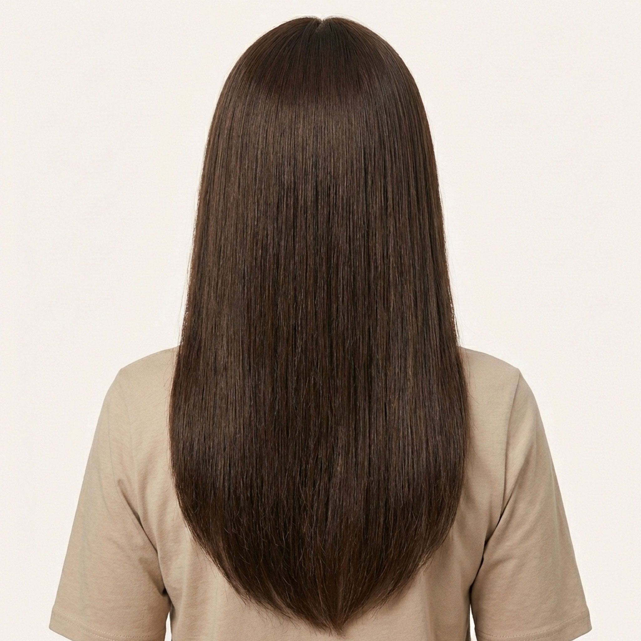 Perruque Naturelle Brune Longue - Liliane - dos