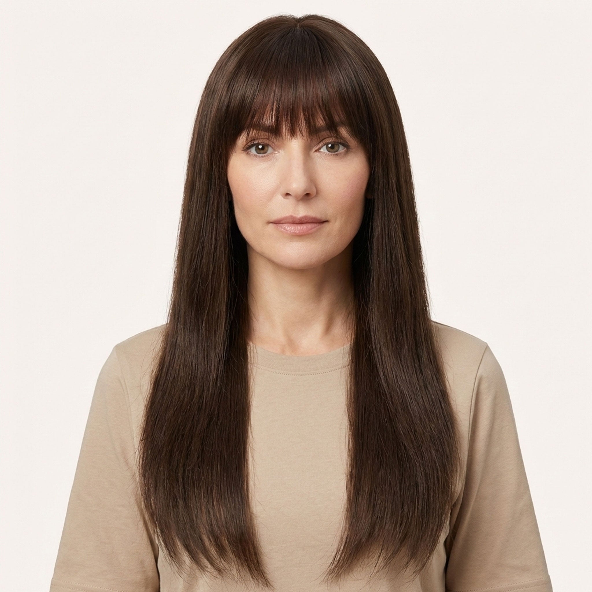 Perruque Naturelle Brune Longue - Liliane