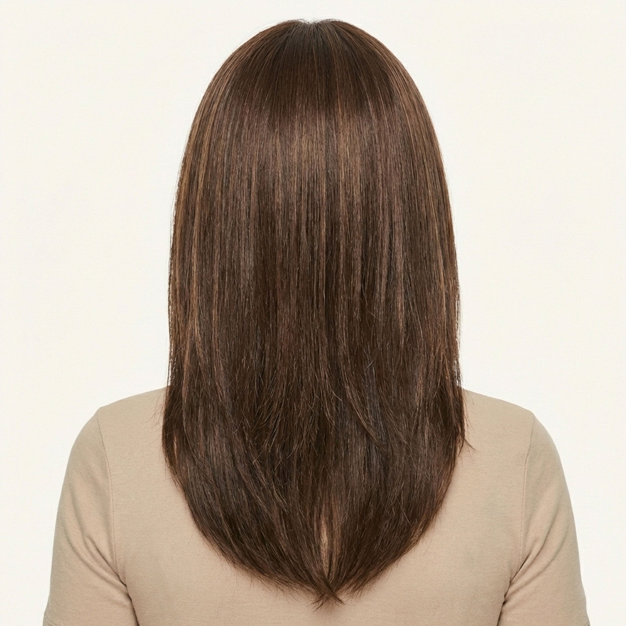 Perruque Naturelle Brune Mi-Longue - Orlane - dos