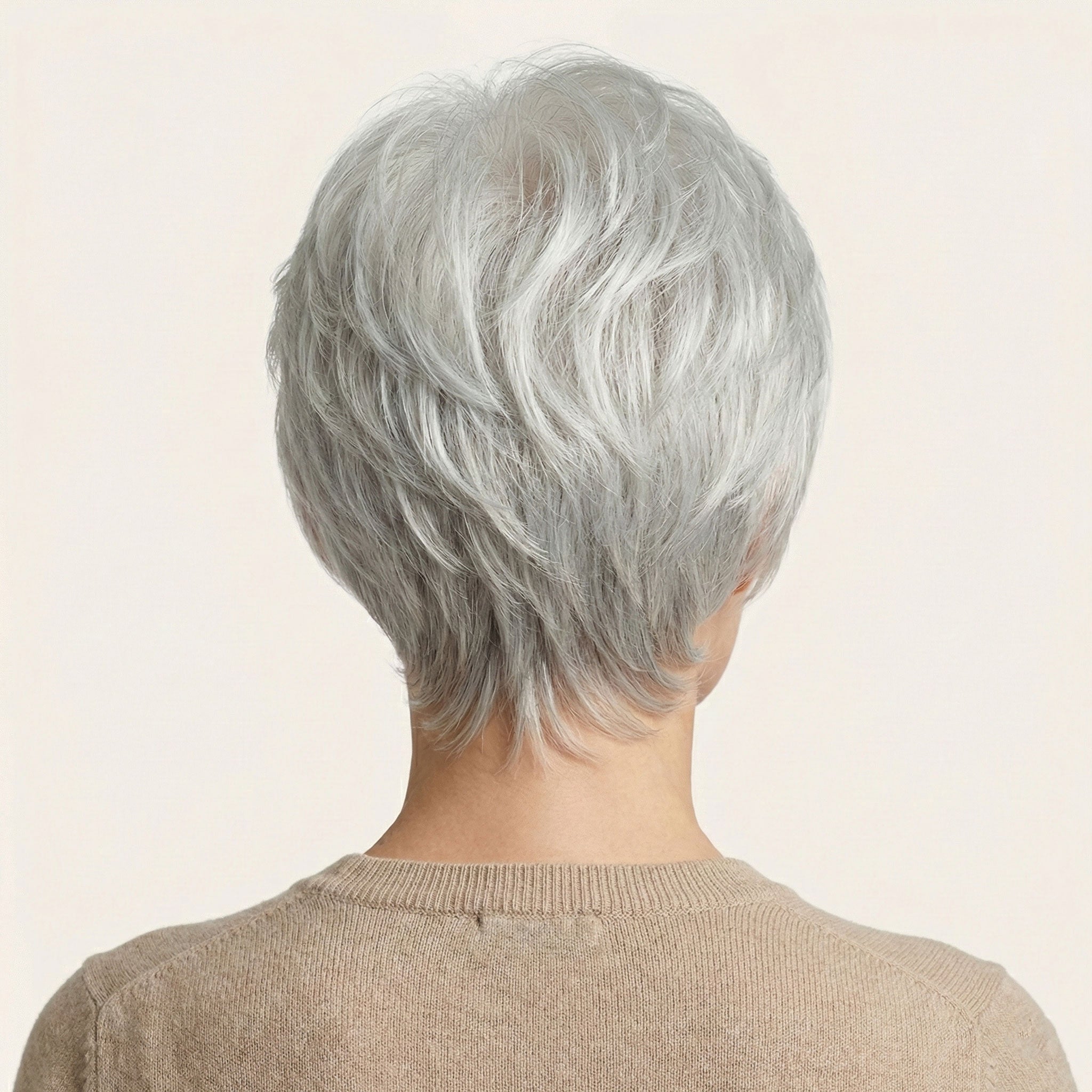 Perruque Semi naturelle Grise Courte - Clara - dos