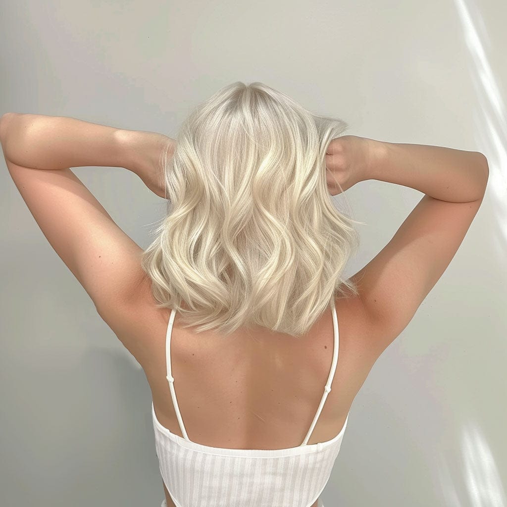 Perruque Synthétique Blonde A Frange Mi-Longue - Sofia