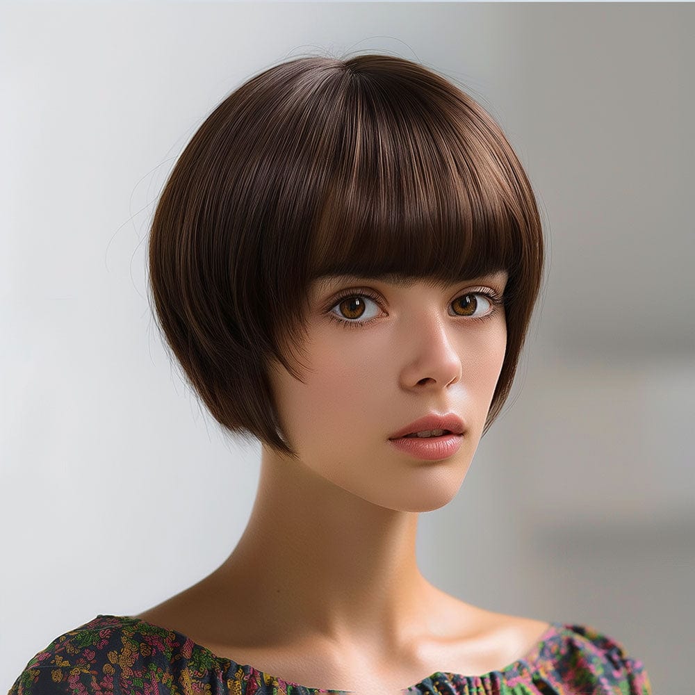 Perruque Synthétique Brune Carré Court - Fanny