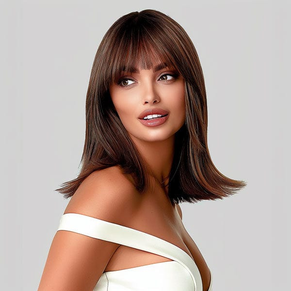 Perruque Synthétique Brune Carré Long - Greta