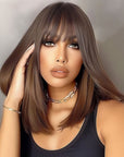 Perruque Synthétique Brune Carré Long - Julie