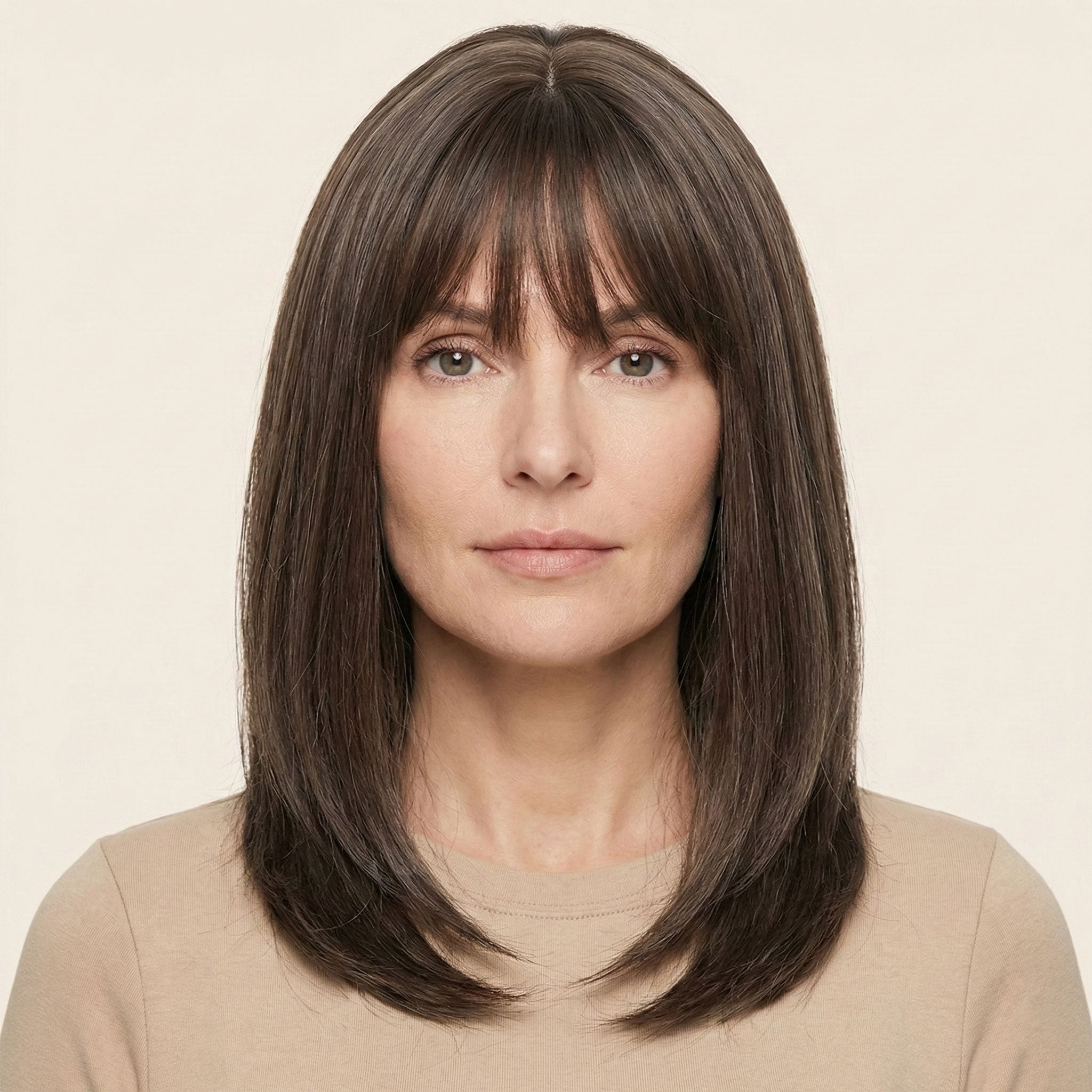 Perruque Synthétique Brune Carré Long - Julie