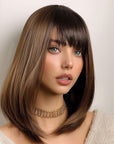 Perruque Synthétique Brune Carré Long - Lysandra