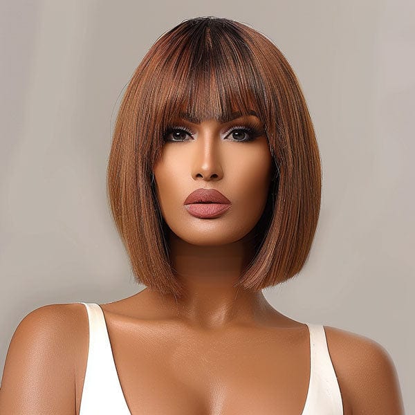 Perruque Synthétique Brune Carré Long - Oriane