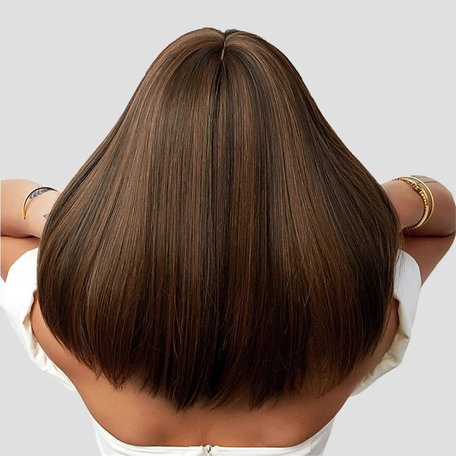 Perruque Synthétique Brune Carré Long - Greta