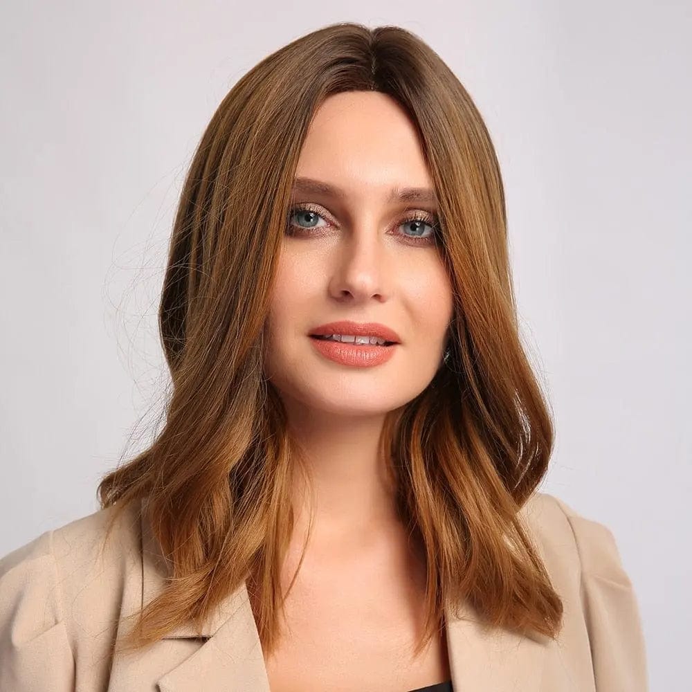 Perruque Synthétique Brune Carré Long - Lilou