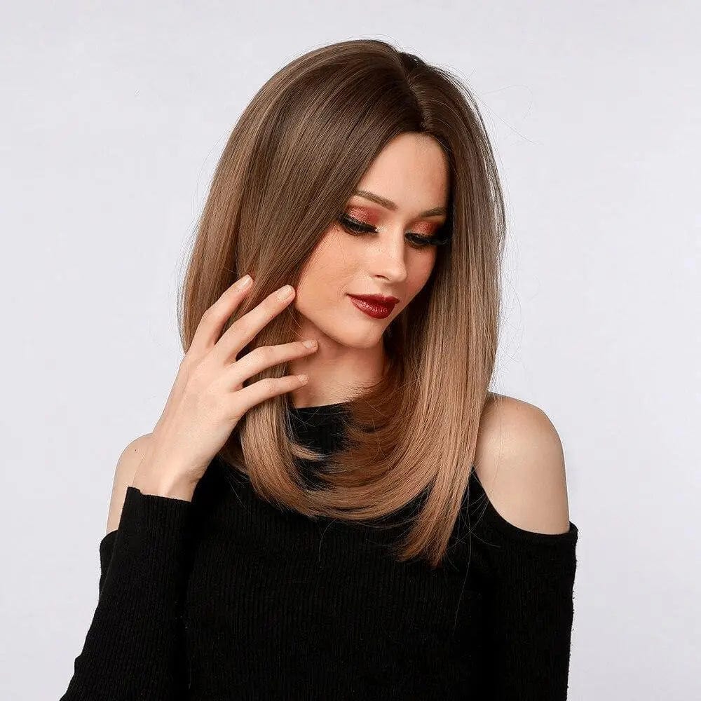 Perruque Synthétique Brune Carré Long - Uma