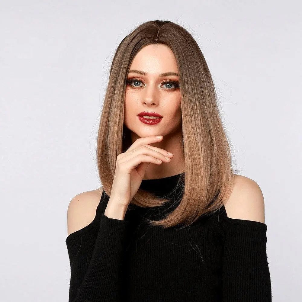 Perruque Synthétique Brune Carré Long - Uma