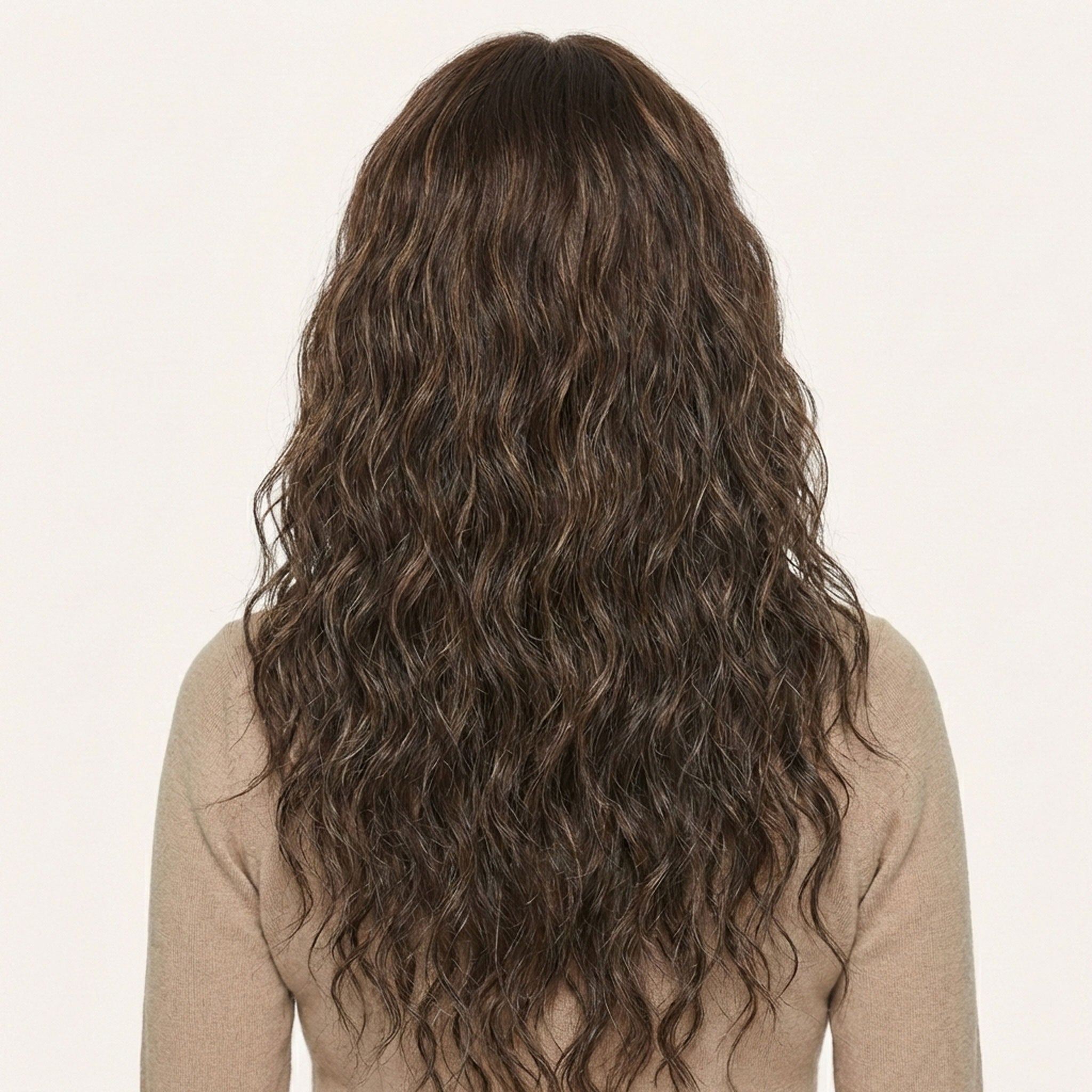 Perruque Synthétique Brune Claire Bouclée Longue - Stéphanie - dos