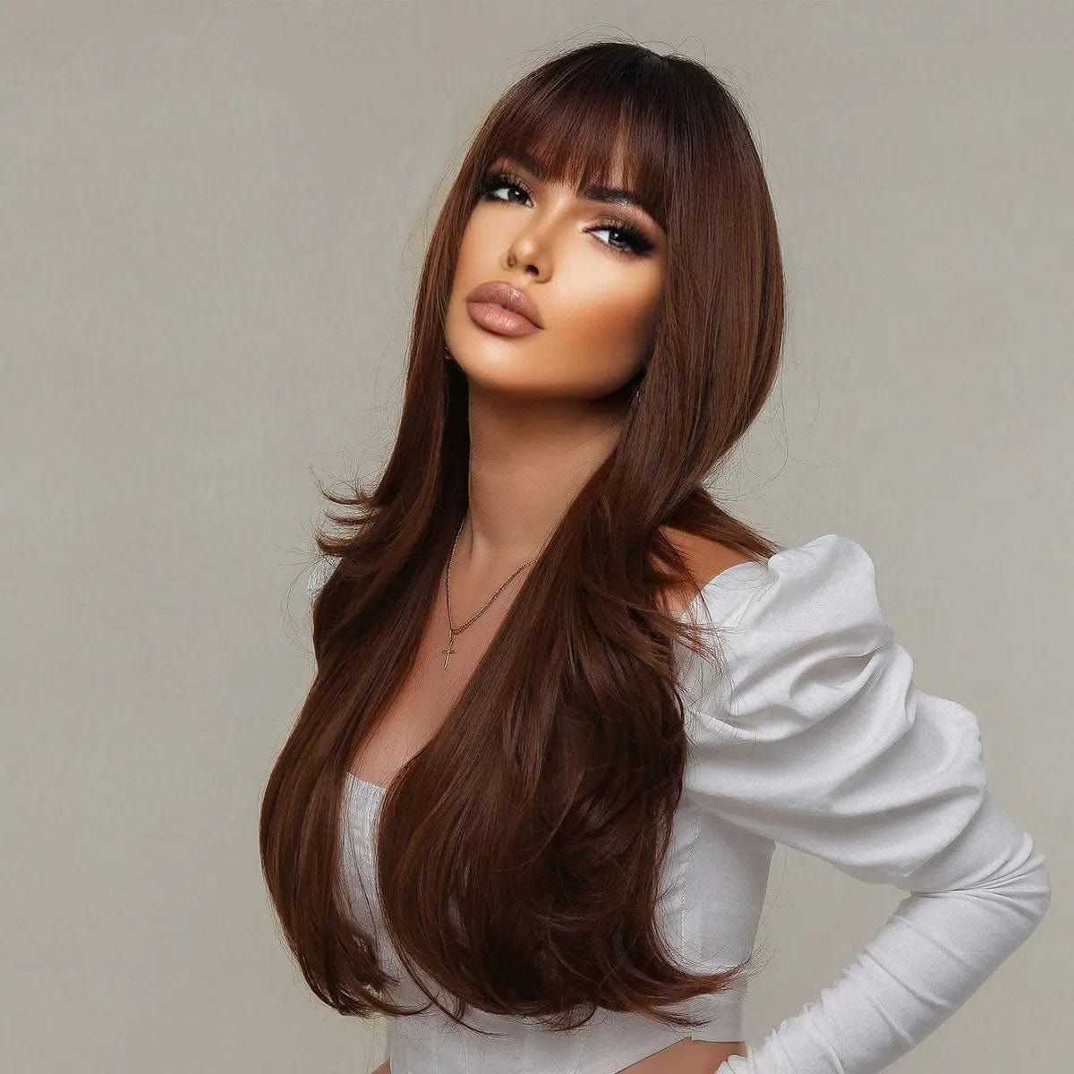 Perruque Synthétique Brune Longue - Perla