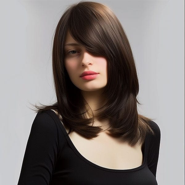 Perruque Synthétique Brune Mi-Longue - Patricia