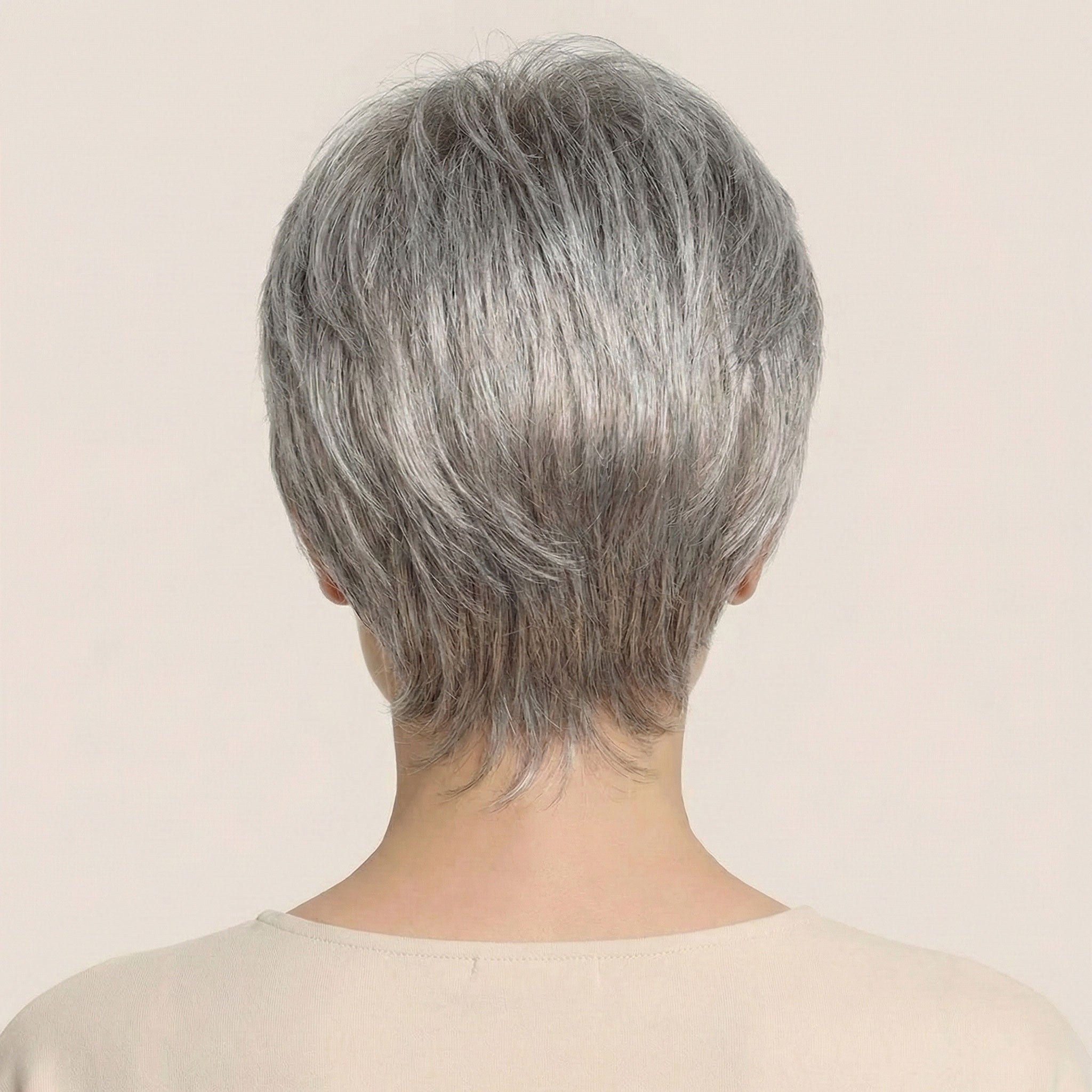 Perruque Synthétique Grise Coupe Courte - Yasmina - dos