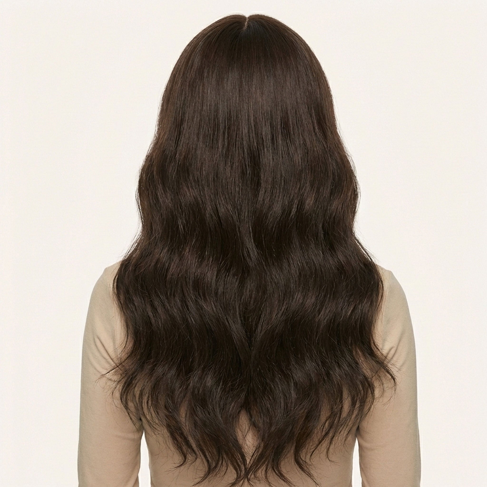 Perruque Synthétique Noire A Frange Longue - Nadia - dos