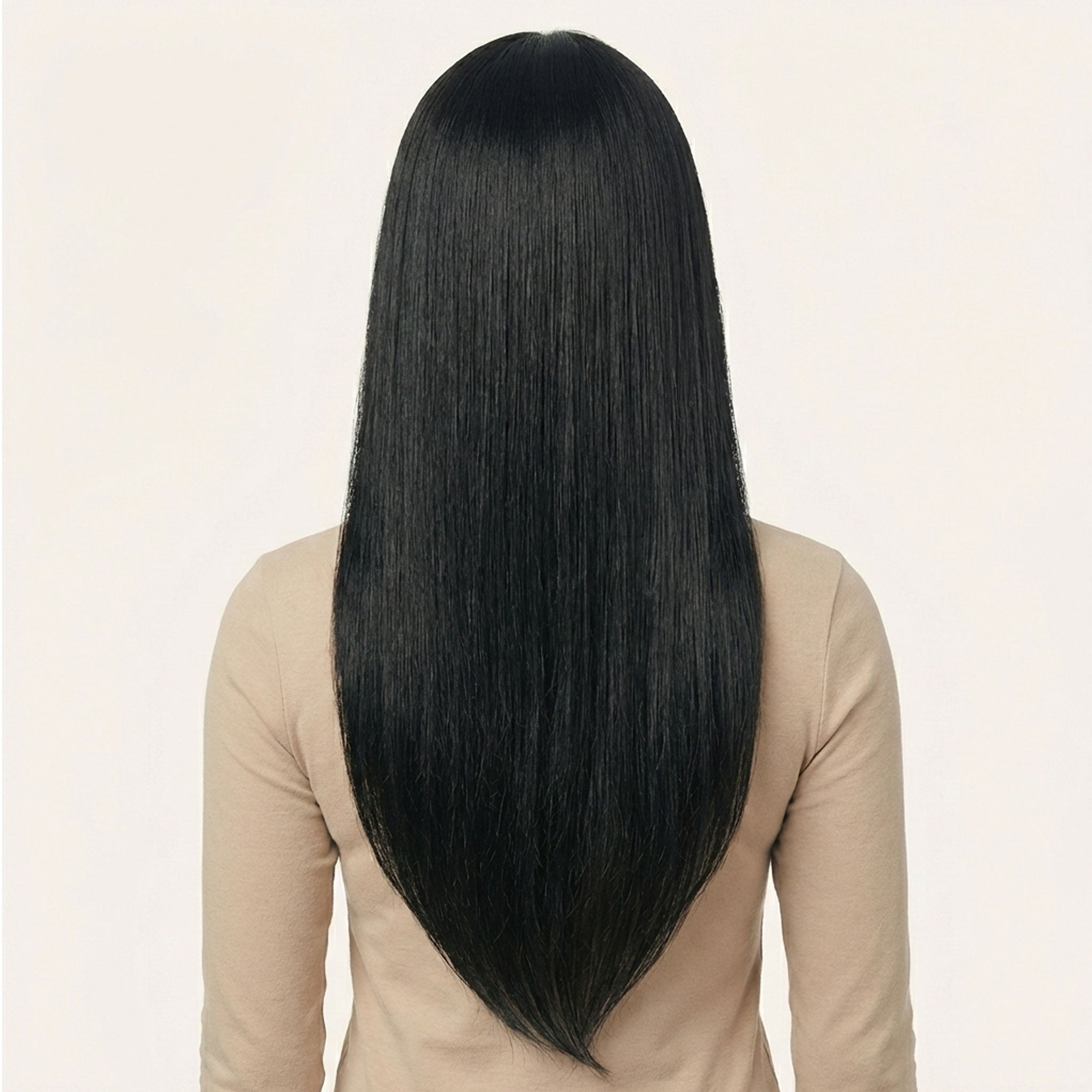 Perruque Synthétique Noire Longue - Émilie - dos
