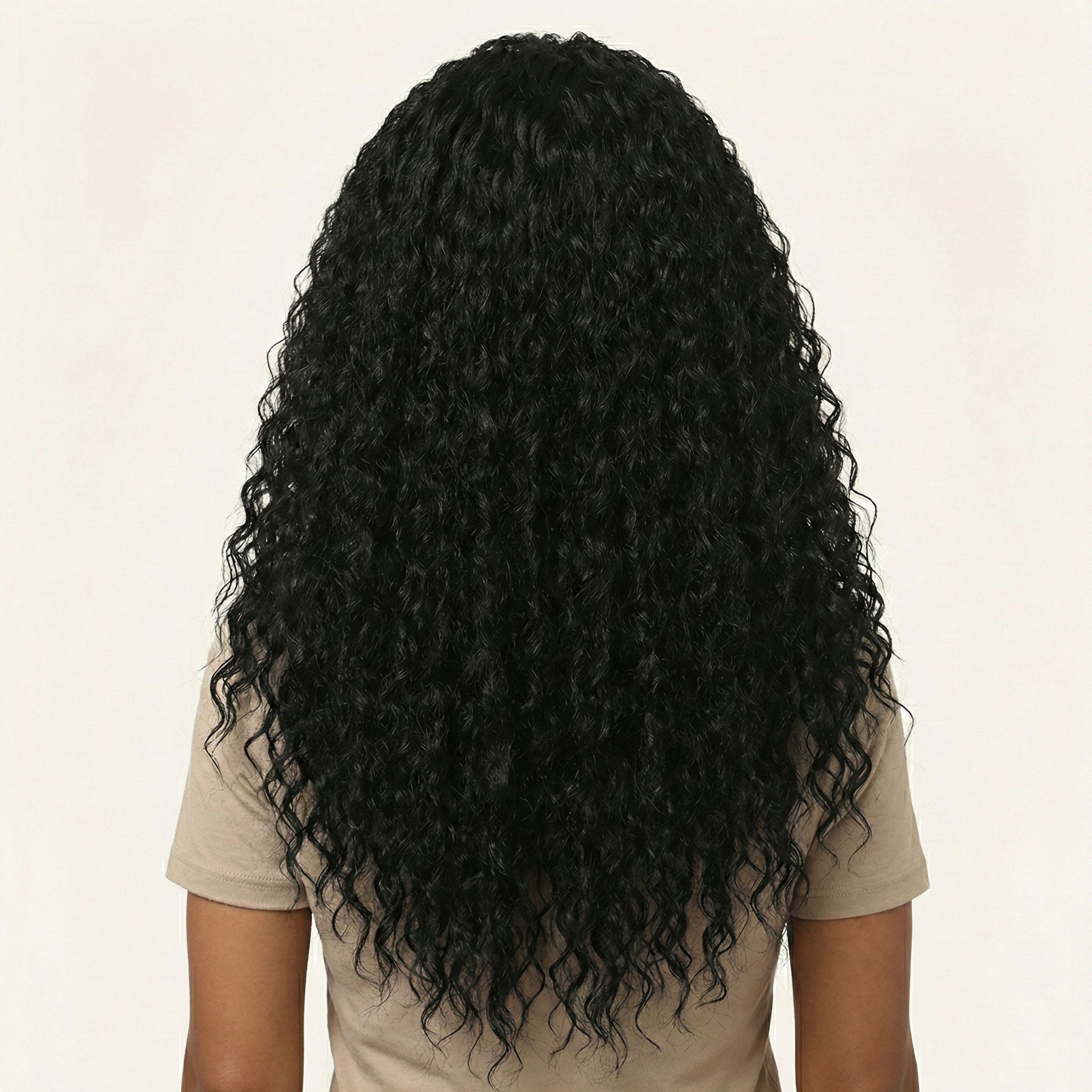 Perruque Synthétique Noire Longue - Seraphina - dos