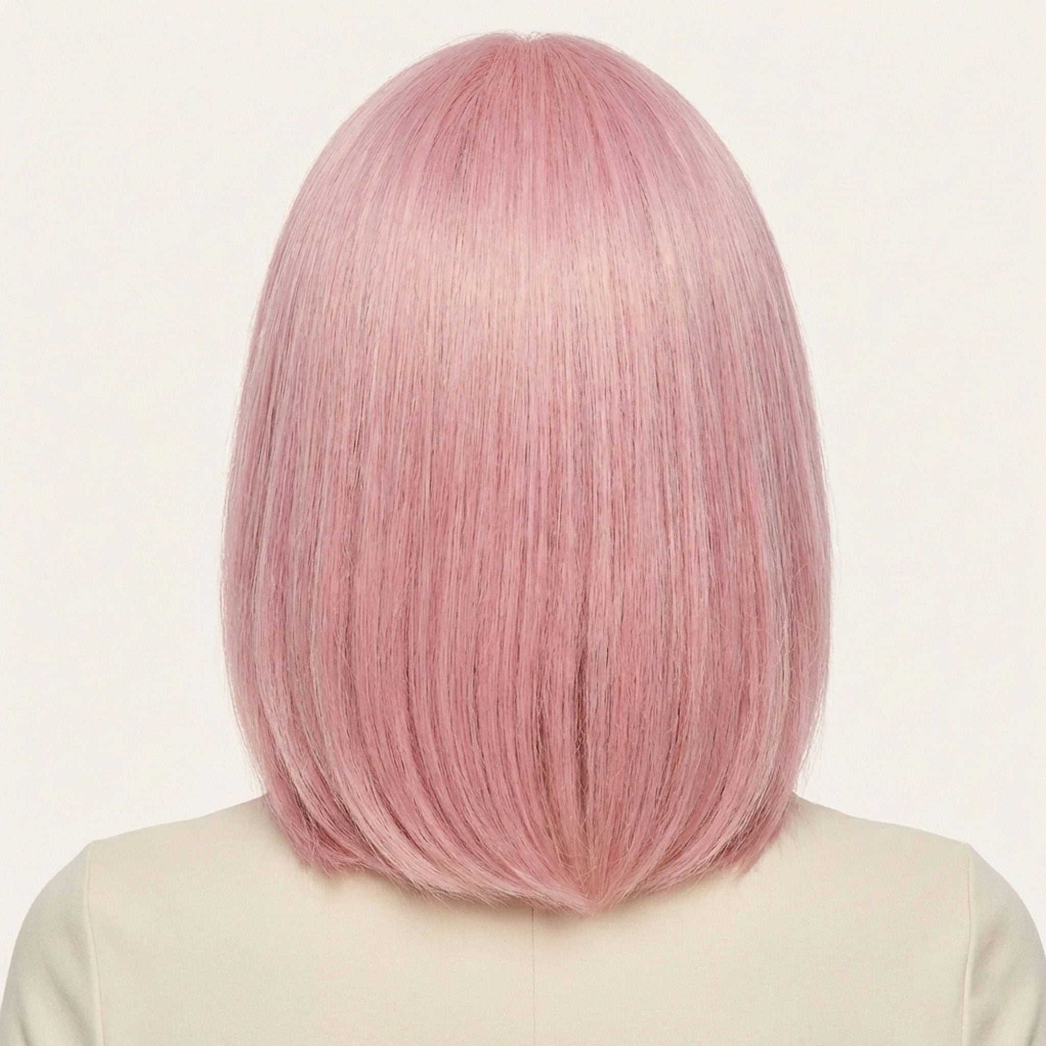 Perruque Synthétique Rose A Frange Courte - Wilhelmine - dos