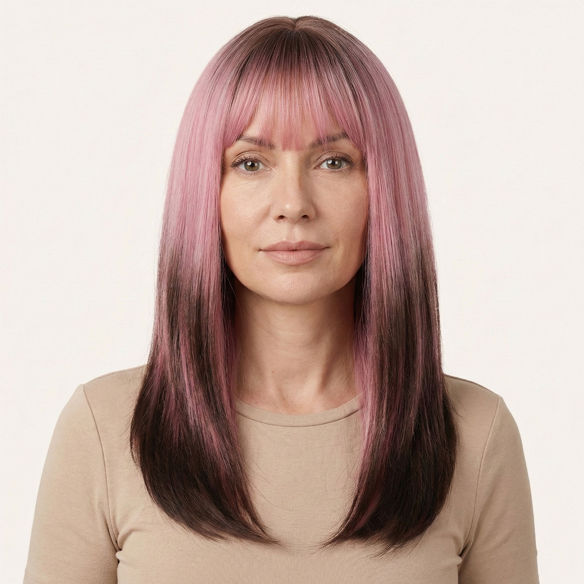 Perruque Synthétique Rose Mi-Longue - Kalliope