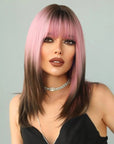 Perruque Synthétique Rose Mi-Longue - Kalliope - Perruque Femme