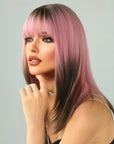 Perruque Synthétique Rose Mi-Longue - Kalliope - Perruque Femme