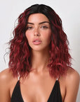 Perruque Synthétique Rouge Bouclée Mi-Longue - Céline