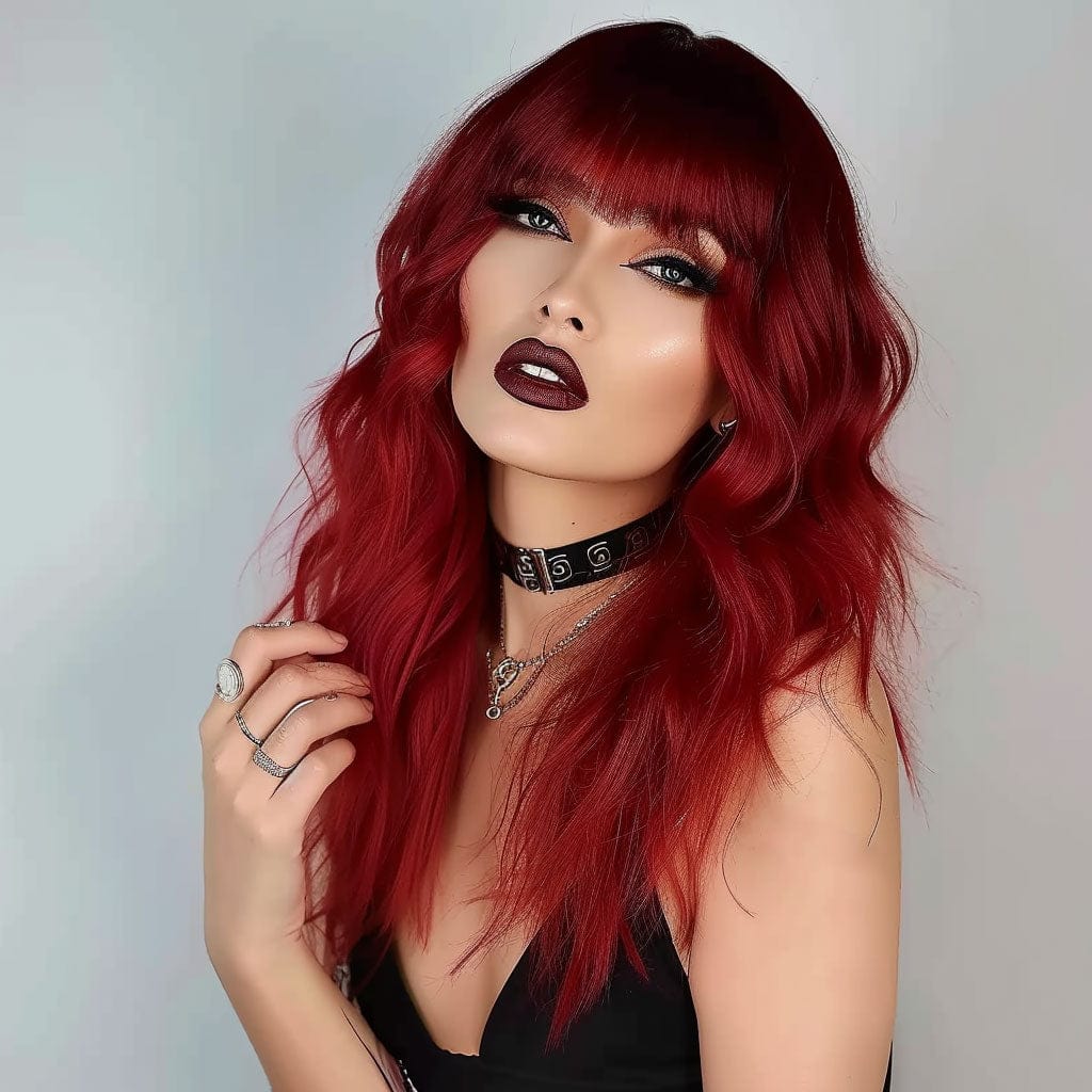 Perruque Synthétique Rouge Mi-Longue - Lina