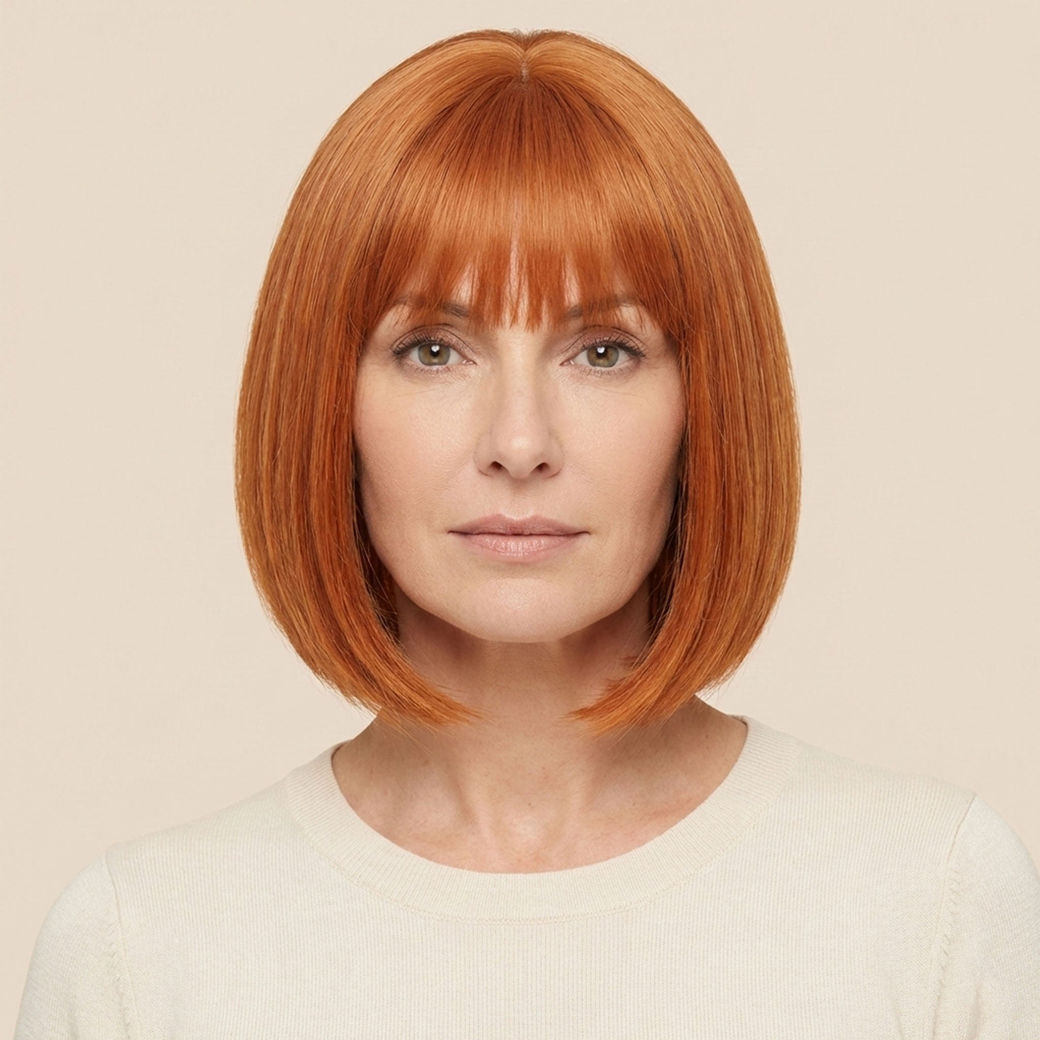 Perruque Synthétique Rousse A Frange - Léonie