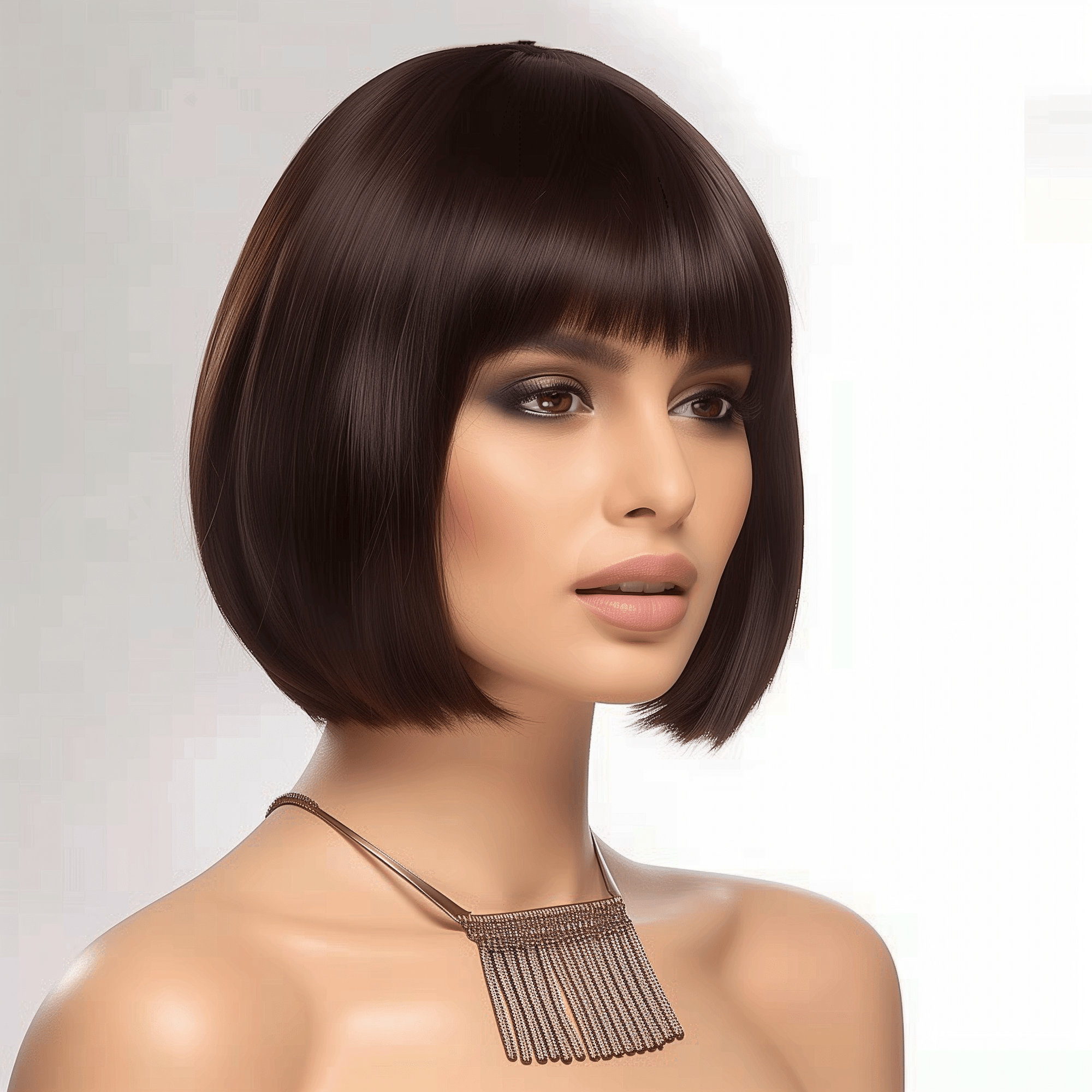 Perruque Naturelle Brune Carré Court - Valentina