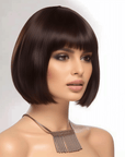 Perruque Naturelle Brune Carré Court - Valentina