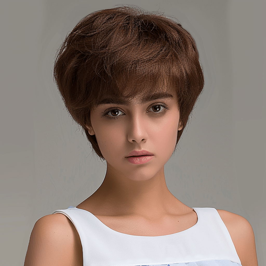 Perruque Semi naturelle Brune Carré Court - Anastasia
