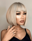 Perruque Synthétique Blonde A Frange Courte - Ivana