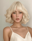 Perruque Synthétique Blonde A Frange Mi-Longue - Sofia