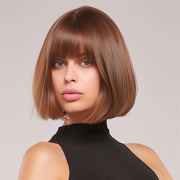 Perruque Synthétique Brune Carré Court - Anna