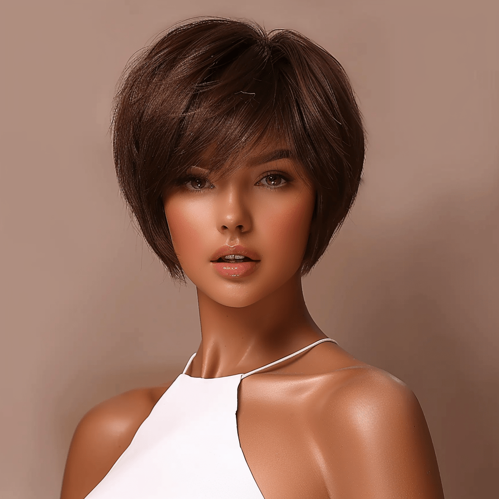 Perruque Synthétique Brune Carré Court - Heloise