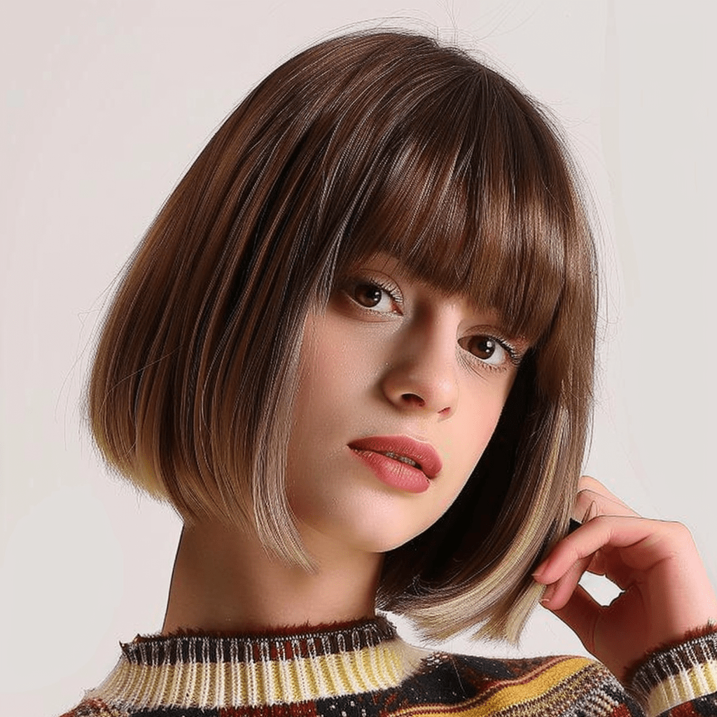 Perruque Synthétique Brune Carré Court - Lorena