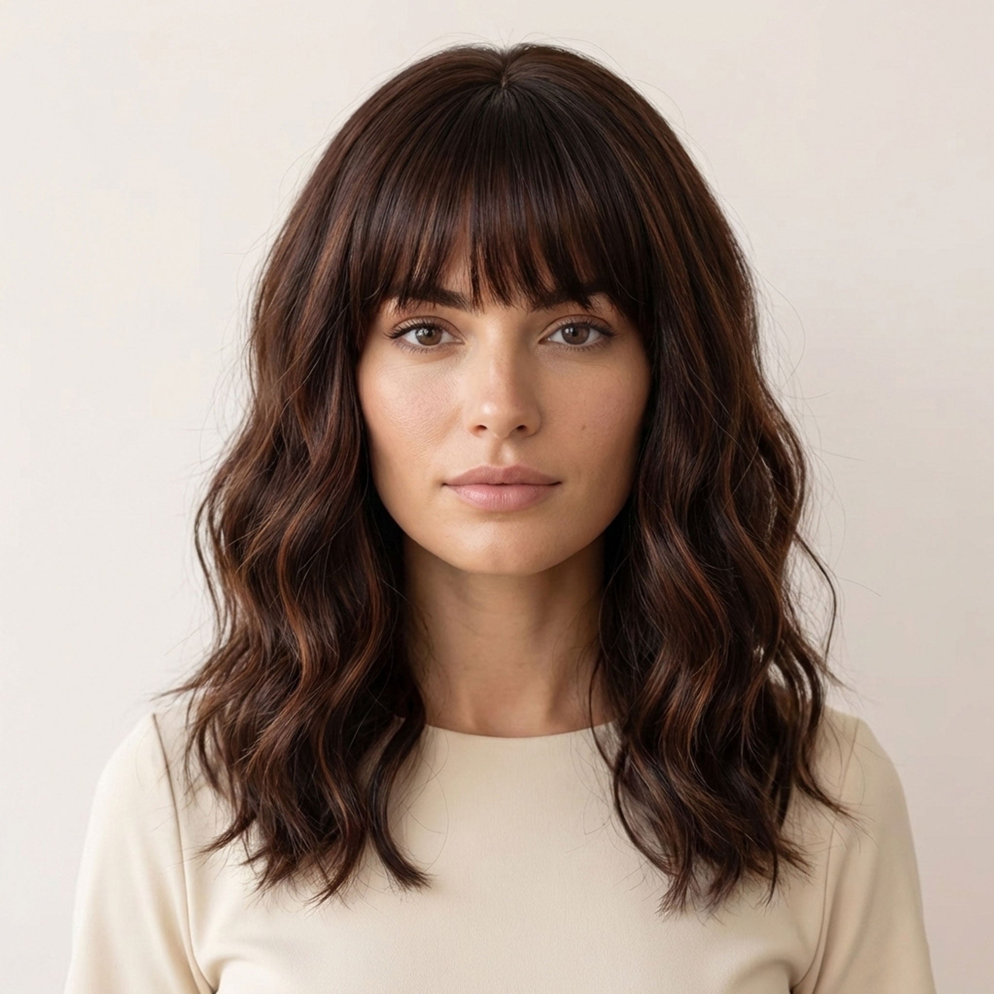 Perruque Synthétique Brune Carré Mi-Long - Léna